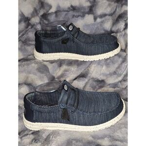 NWB Hey Dude Wally Stretch Sox Navy Men's Slip On Shoes Size US M9